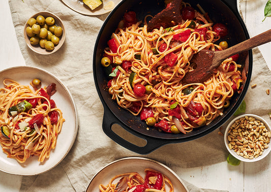 Pasta a la Puttanesca en Sartenes de Hearthstone Cookware