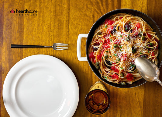 Receta de Pasta a la Puttanesca en tu cocotte Diamond