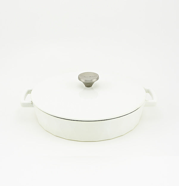 Olla baja de hierro fundido 28 cm Diamond - Blanco – Hearthstone Cookware, Tienda online